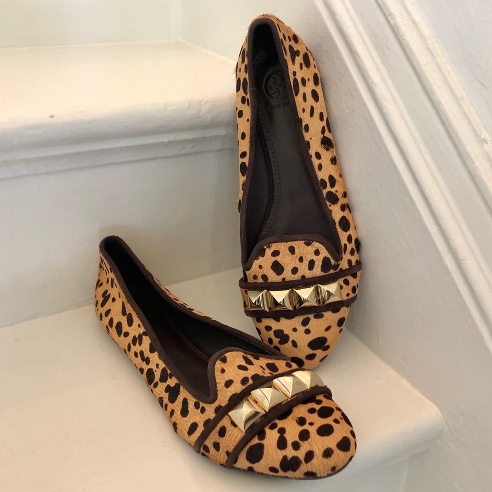 NEW Tory Burch Leopard print pony hair flats